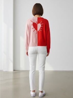 XOXO colorblock fun V-Neck Sweater in pink and red pullover size m